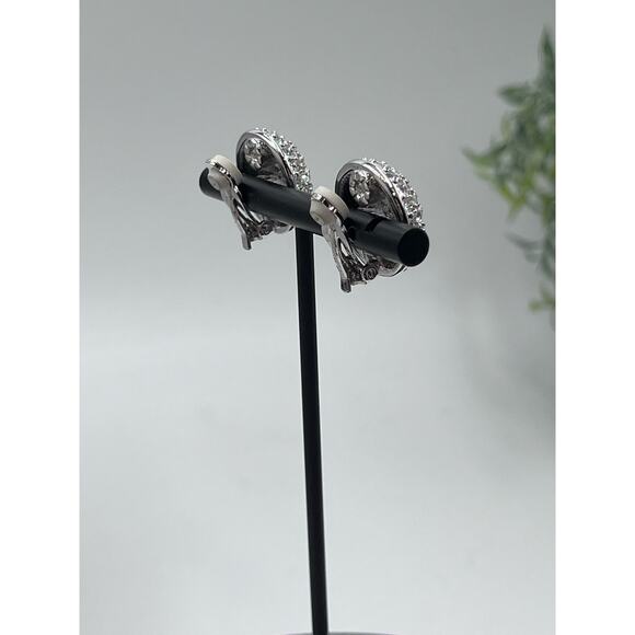 Swarovski Round Pave Clear Crystal Stud Earrings Formal Bridal Bling‎ Pierced - Picture 12 of 16